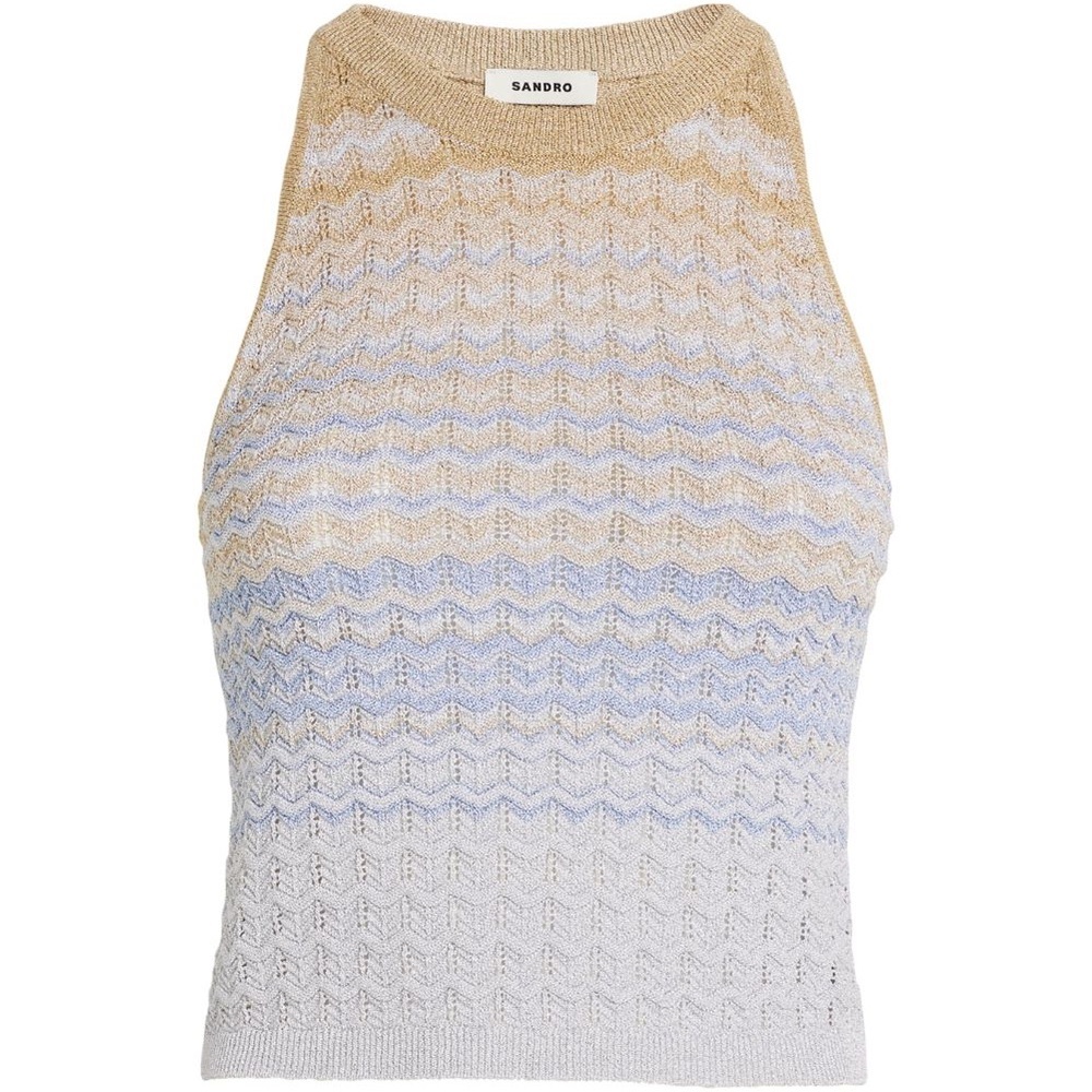 Sandro Women's Knit Tank Top in Cream, Blue, and Tan